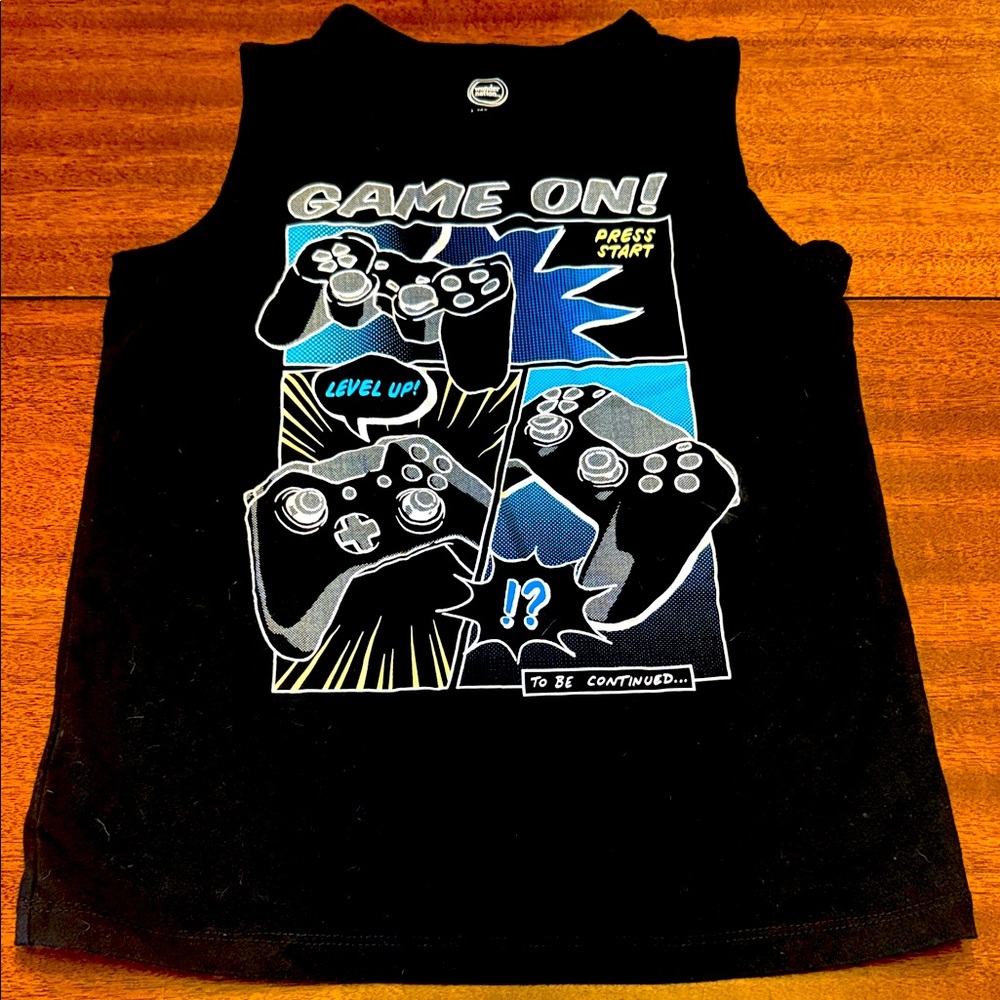 Wonder Nation Black Tank Top with Game On Design